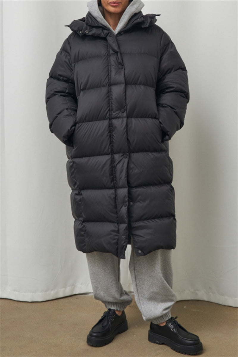 Avslappnad lång vadderad vinterjacka kappa för kvinnor