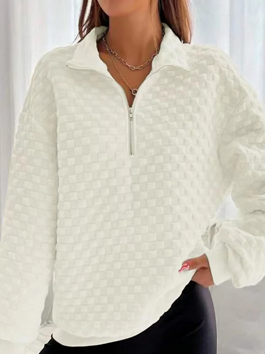 Trendig snygg v-ringad med dragkedja tröja för kvinnor