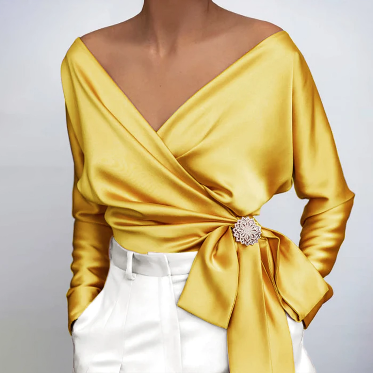 Fashionabel sexig långärmad blus för kvinnor