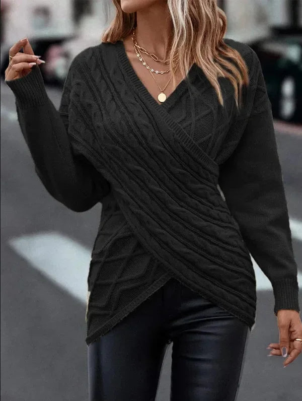 Fashionabla korsade oregelbundna smala tröja för kvinnor