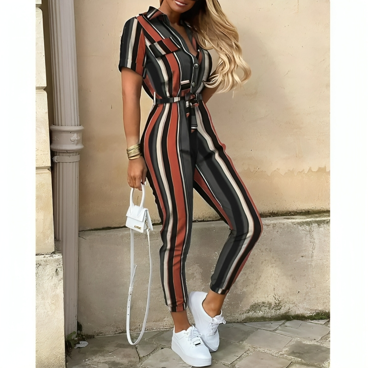 Elegant och snygg jumpsuit med spetsbälte för kvinnor