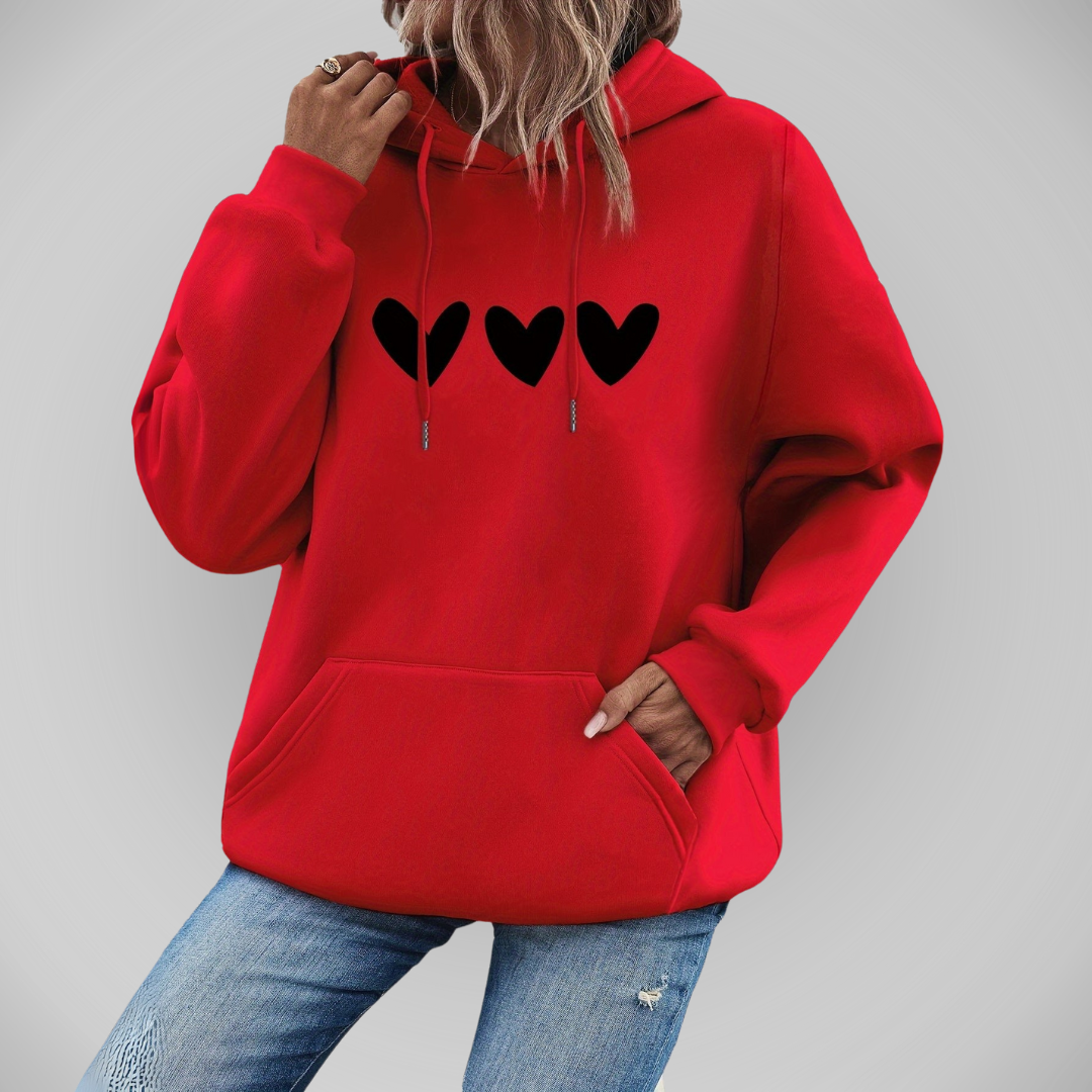 Snygg avslappnad huvjacka med hjärtmönster för kvinnor