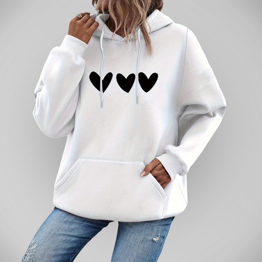 Snygg avslappnad huvjacka med hjärtmönster för kvinnor