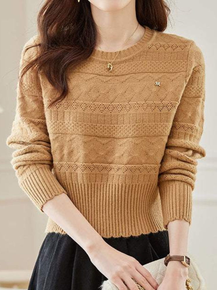 Mysig stickad figursydd varm tröja för kvinnor