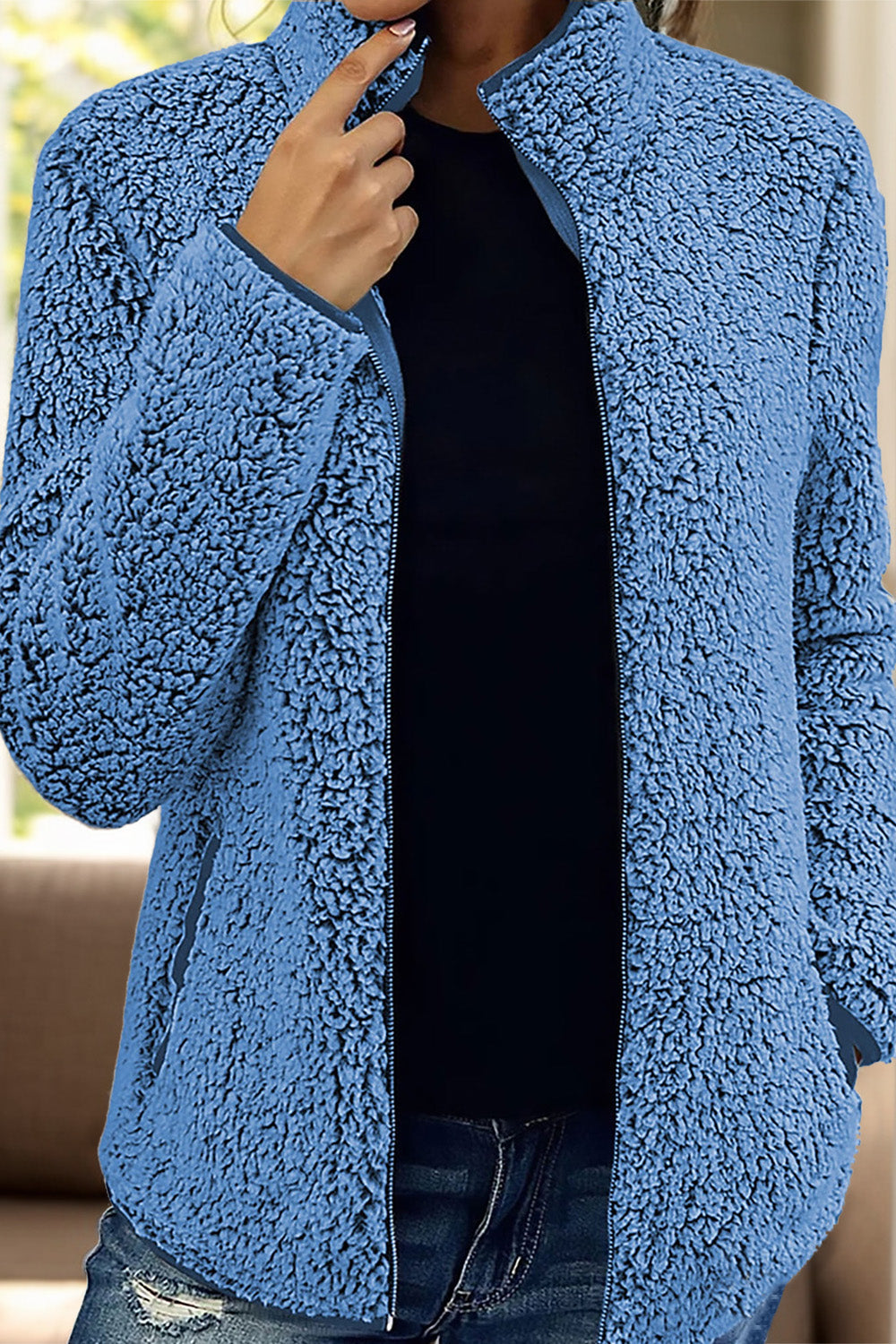 Mysig kashmirjacka med dragkedja för kvinnor