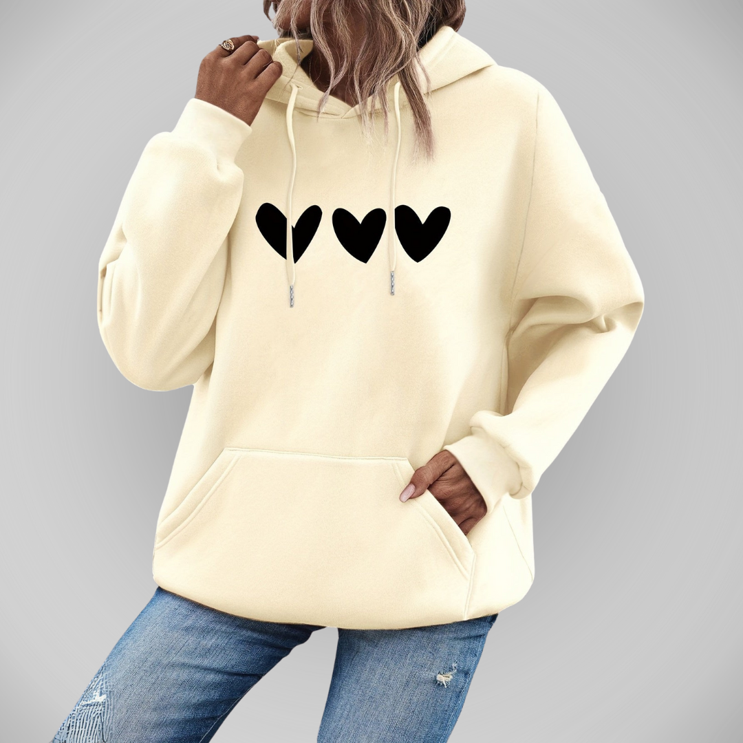 Snygg avslappnad huvjacka med hjärtmönster för kvinnor