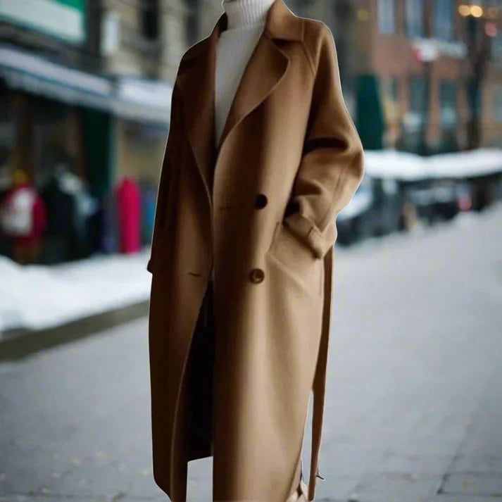 Elegant lös varm vinter trenchcoat för kvinnor