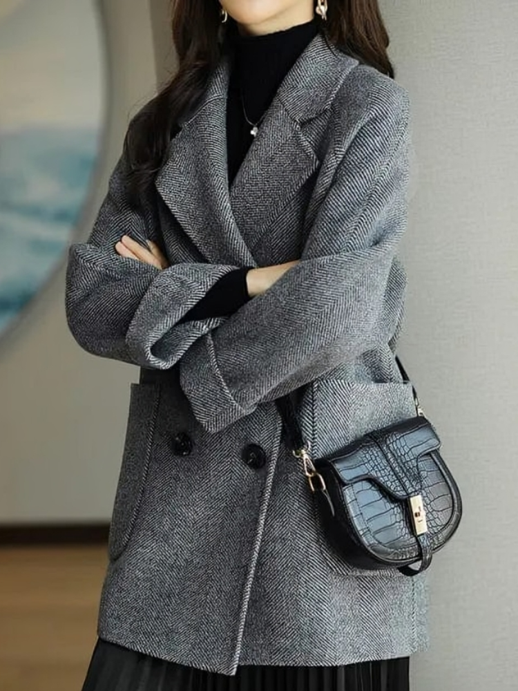 Oversize ull vinterjacka kappa för kvinnor