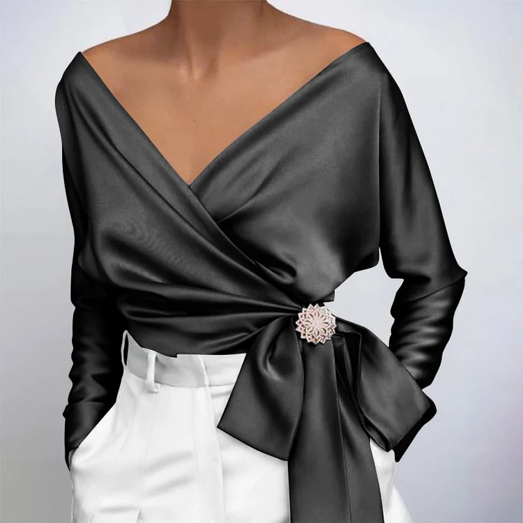 Fashionabel sexig långärmad blus för kvinnor