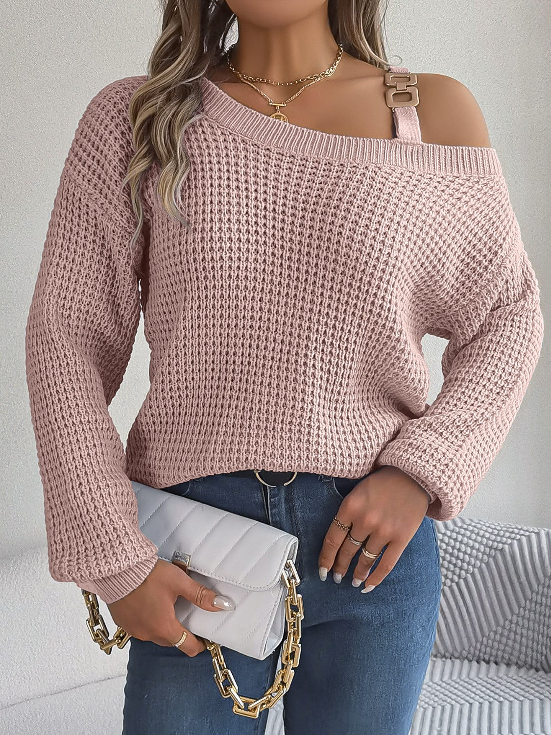 Elegant off-shoulder varm tröja för kvinnor