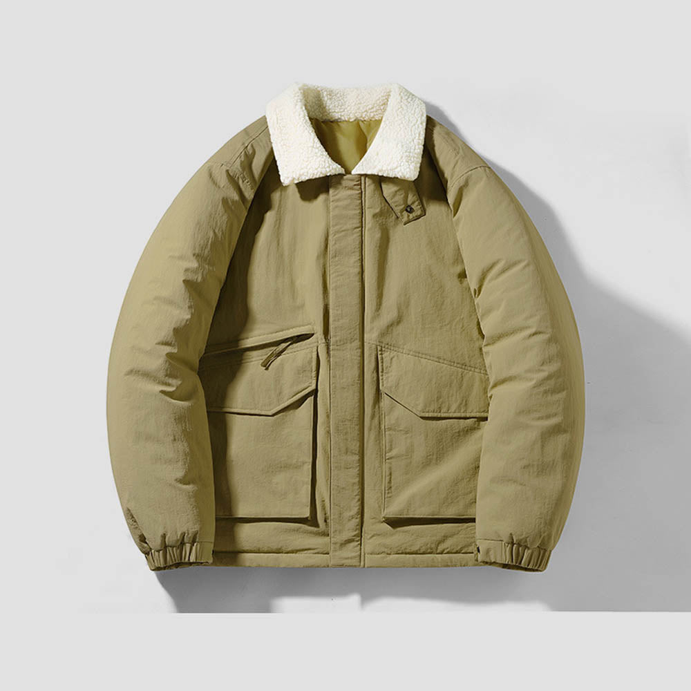 Tjock vadderad vinterjacka för män