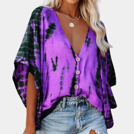 Elegant sexig blus med fladdermusärm för kvinnor