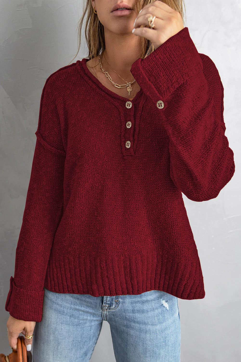 Lös avslappnad snygg vintertröja för kvinnor