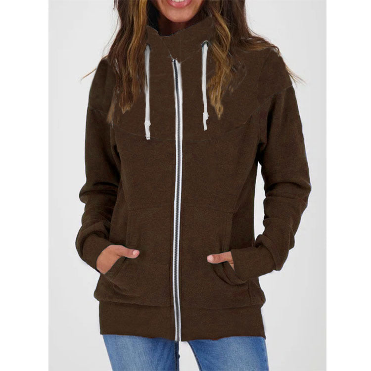 Bekväm dragsko och dragkedja varm jacka för kvinnor