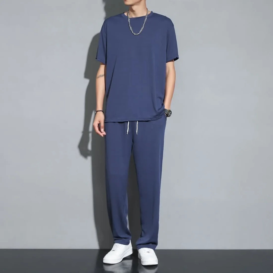 Avslappnad skjorta och byxor set för män