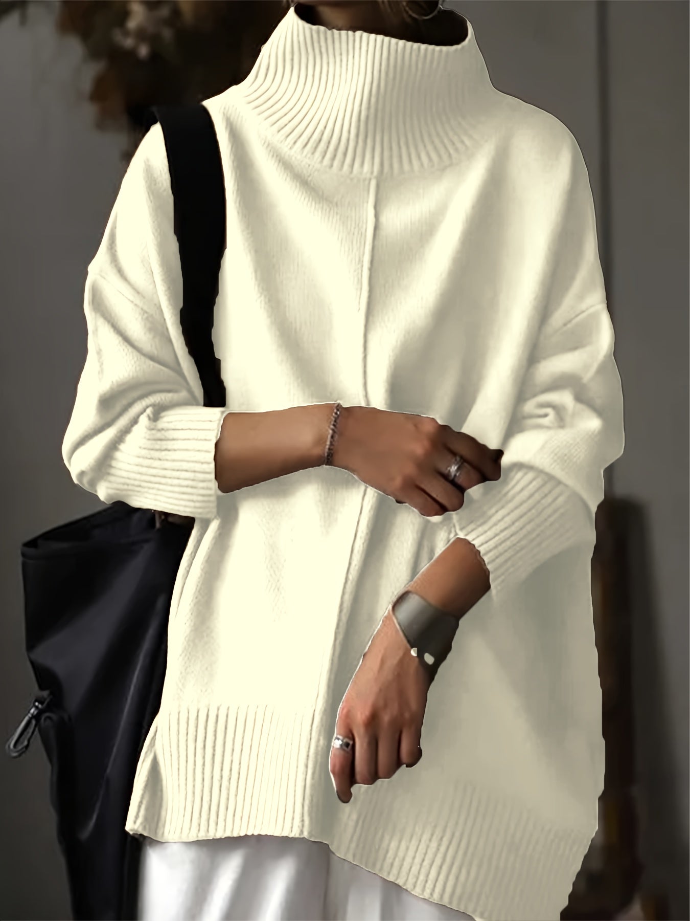 Oversize polokrage varm vintertröja för kvinnor