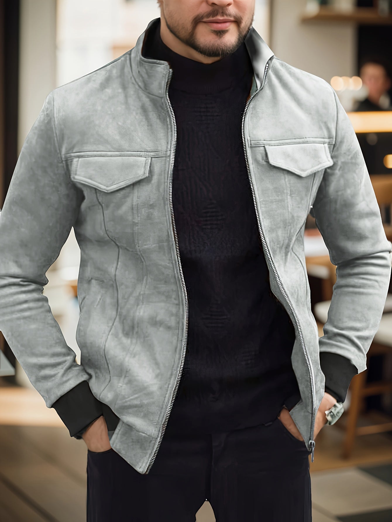 Elegant klassisk dragkedja vinterjacka för män