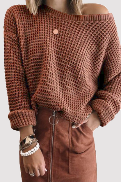 Mysig stickad varm vintertröja för kvinnor