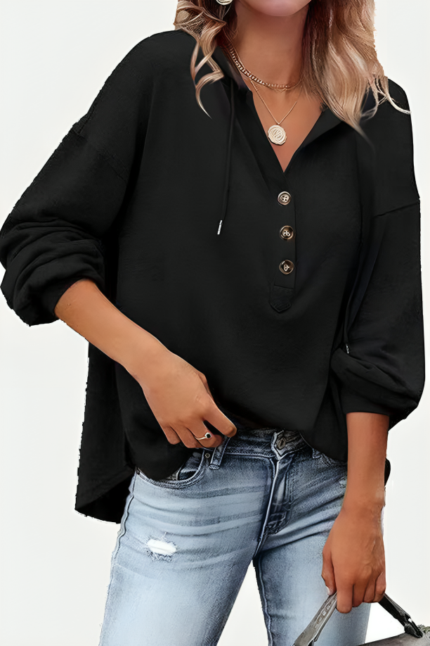 Lös mångsidig varm tröja med huva för kvinnor