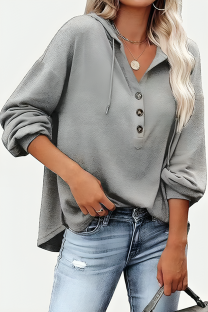 Lös mångsidig varm tröja med huva för kvinnor