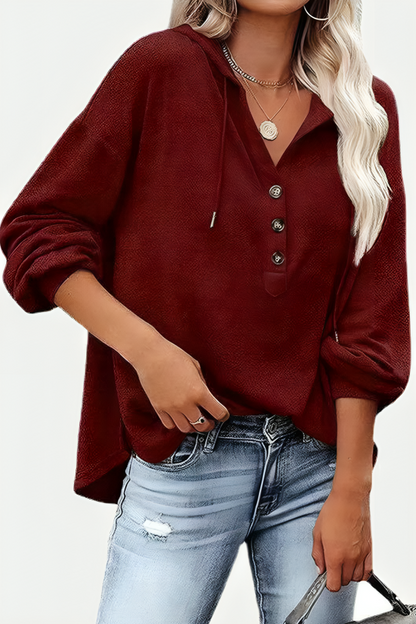 Lös mångsidig varm tröja med huva för kvinnor