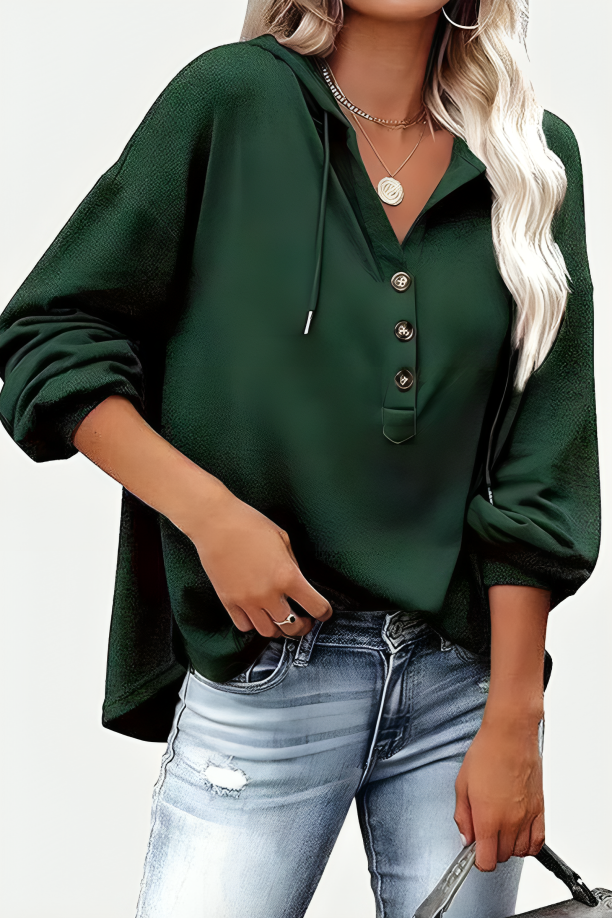 Lös mångsidig varm tröja med huva för kvinnor