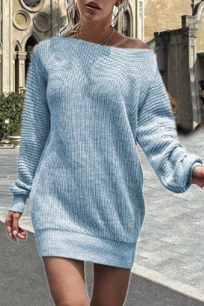 Stickad chic vinterklänning för kvinnor