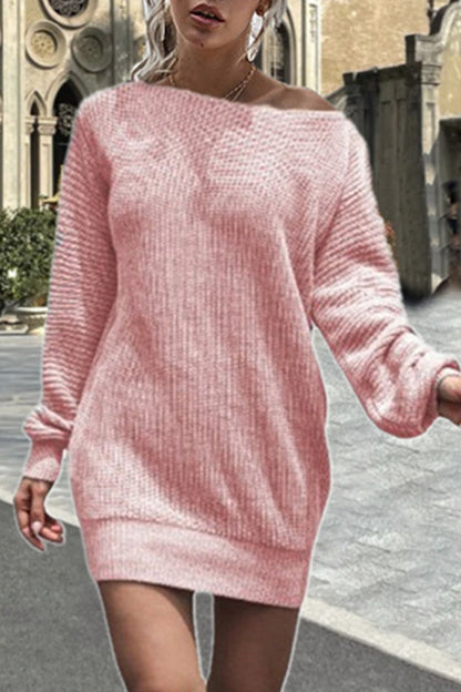 Stickad chic vinterklänning för kvinnor