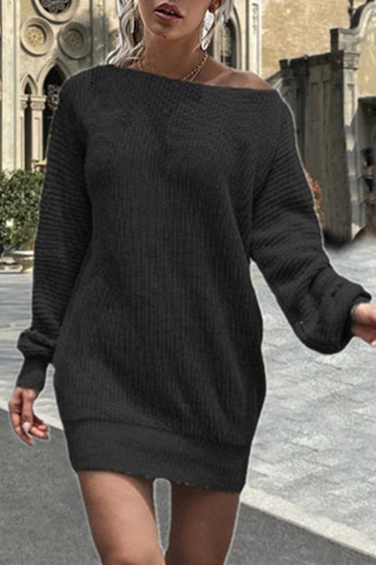 Stickad chic vinterklänning för kvinnor