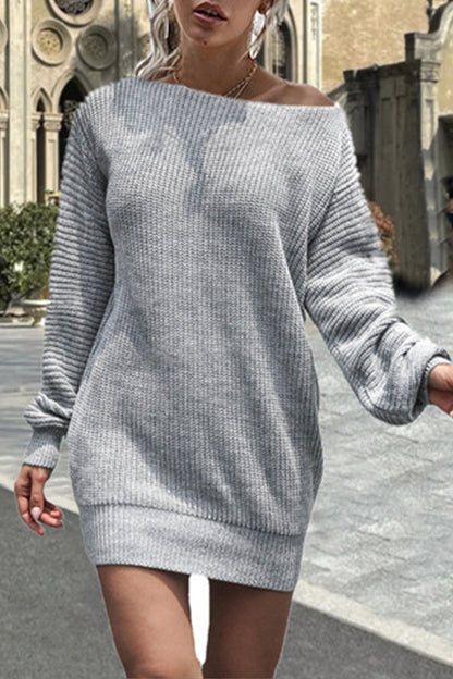 Stickad chic vinterklänning för kvinnor