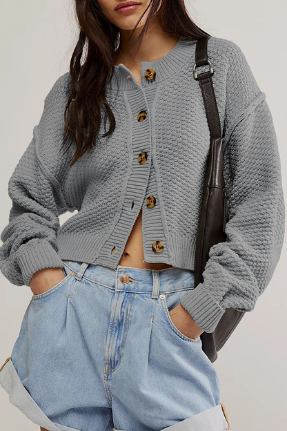 Mångsidig stickad knapptröja för kvinnor