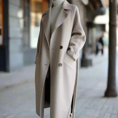 Elegant lös varm vinter trenchcoat för kvinnor