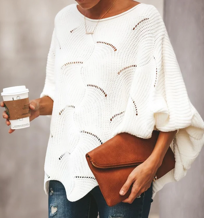 Oversized mjuk och bekväm tröja med fladdermusärm för kvinnor