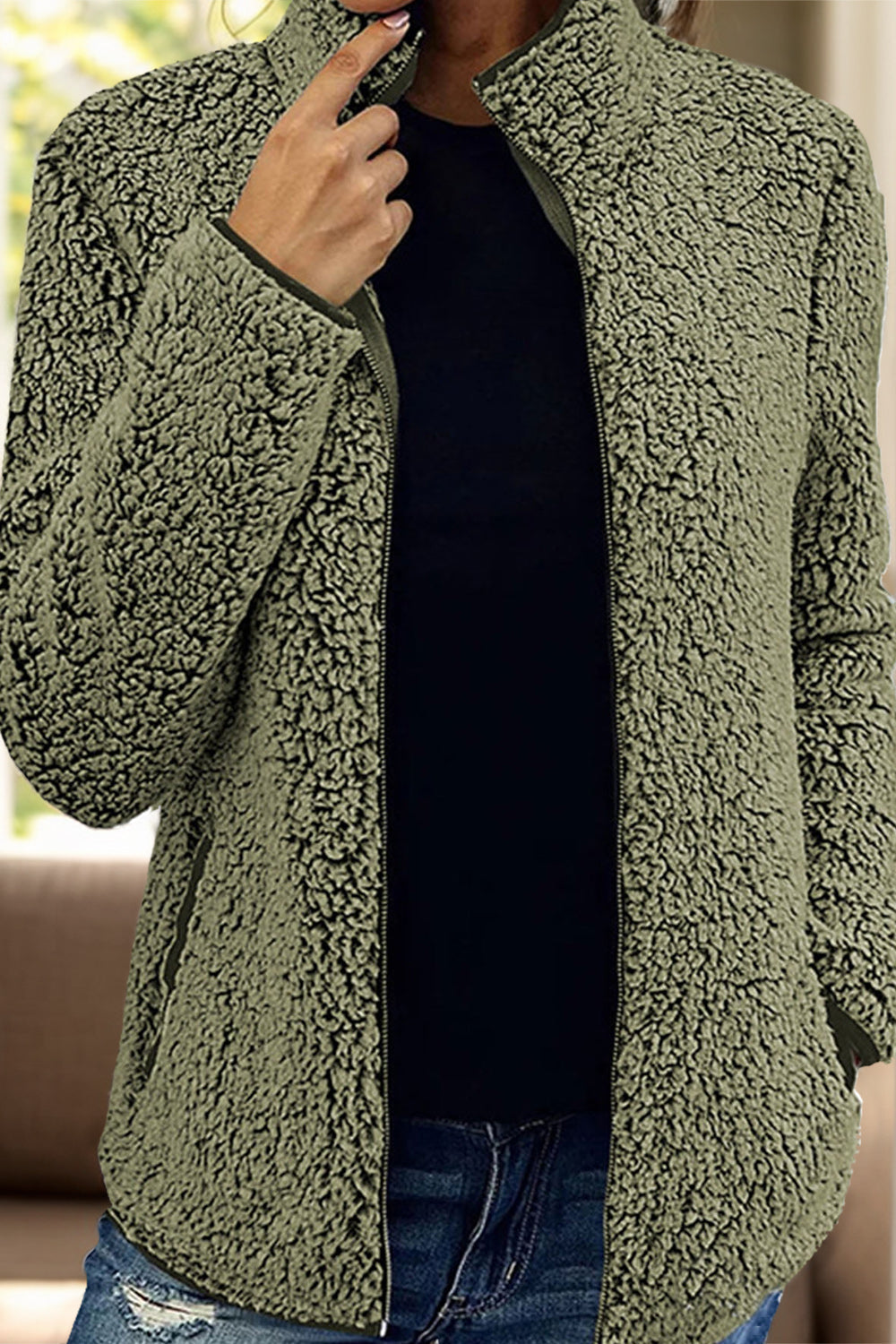 Mysig kashmirjacka med dragkedja för kvinnor