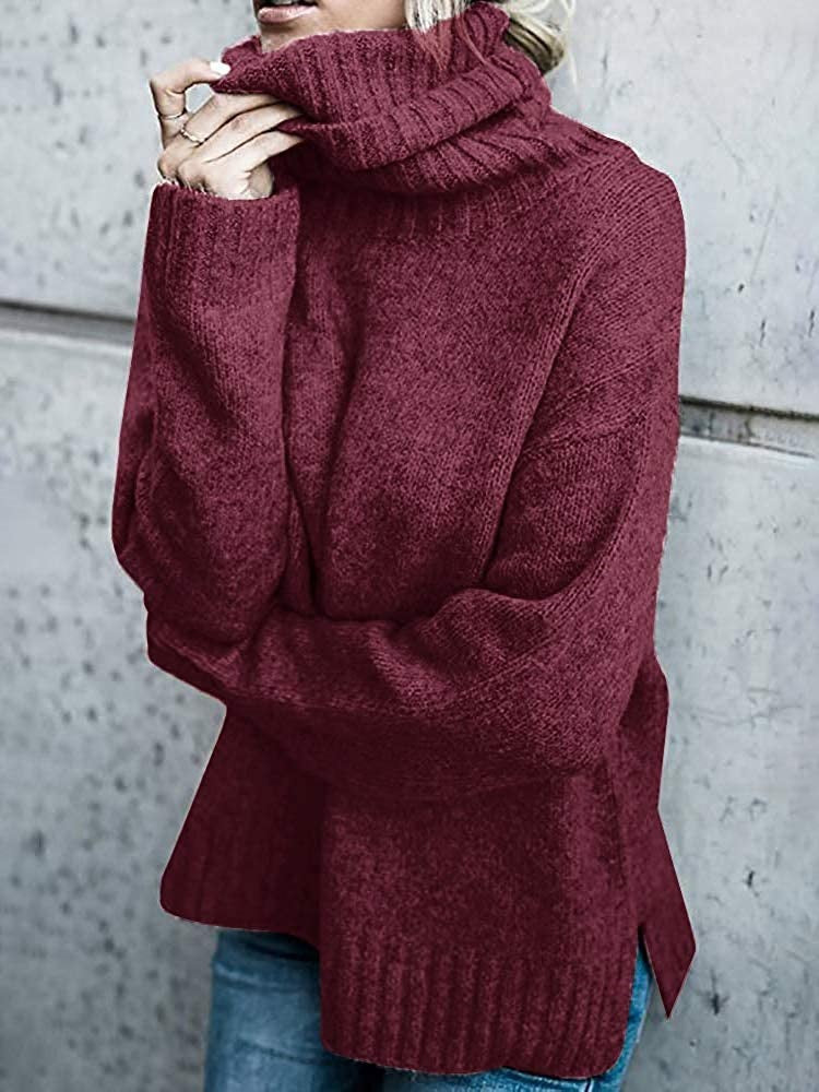Elegant tjock polokrage vintertröja för kvinnor