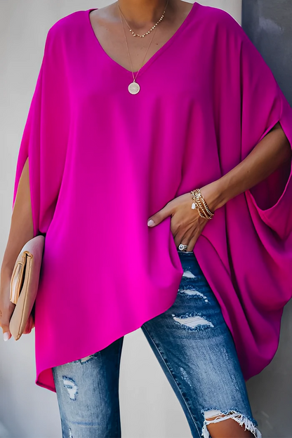 Oversize bekväm blus med fladdermusärm för kvinnor