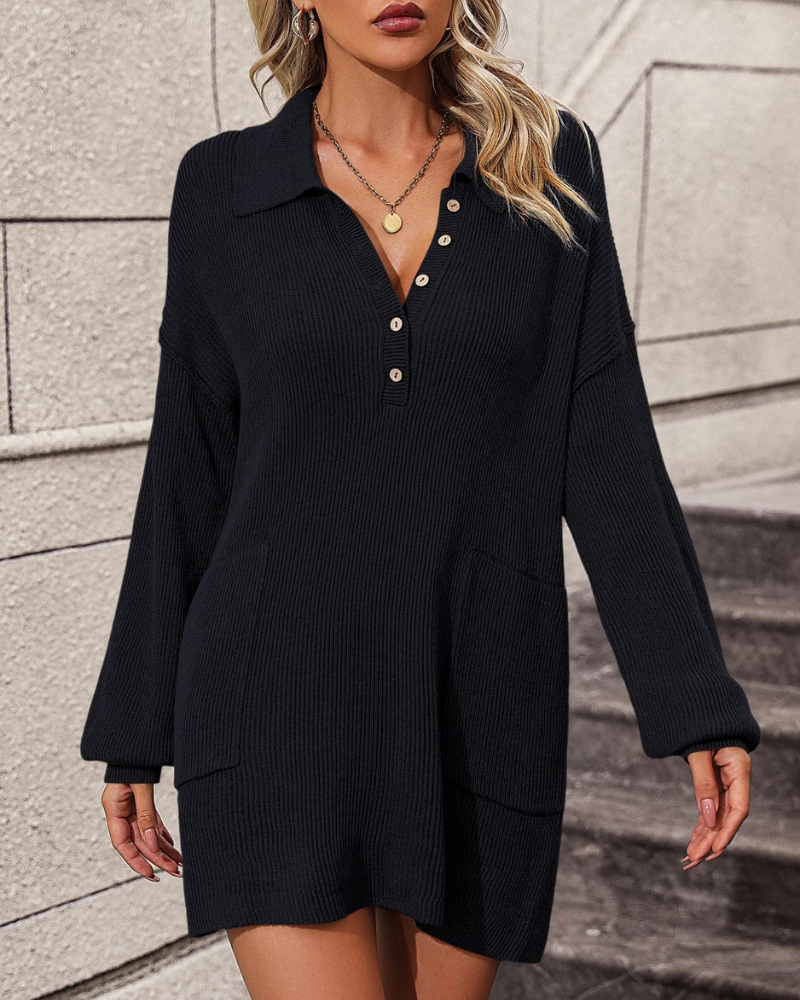 Ovesize polo vintertröja klänning för kvinnor