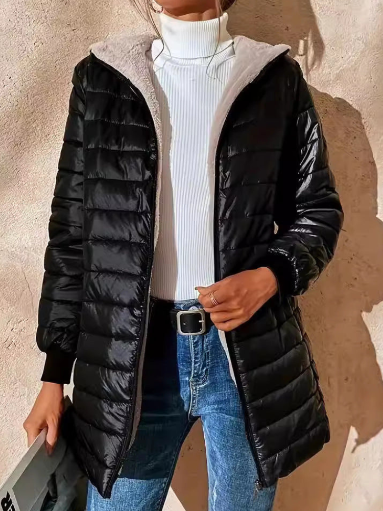 Mjuk varm och vadderad vinterjacka för kvinnor