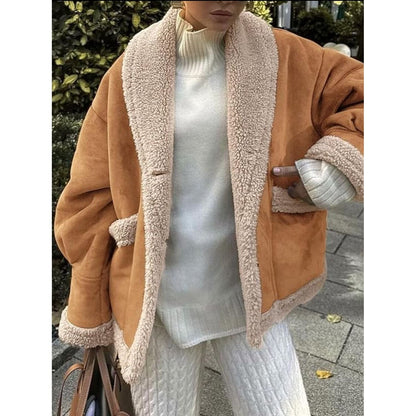 Mysig tjock fleece vinterjacka för kvinnor