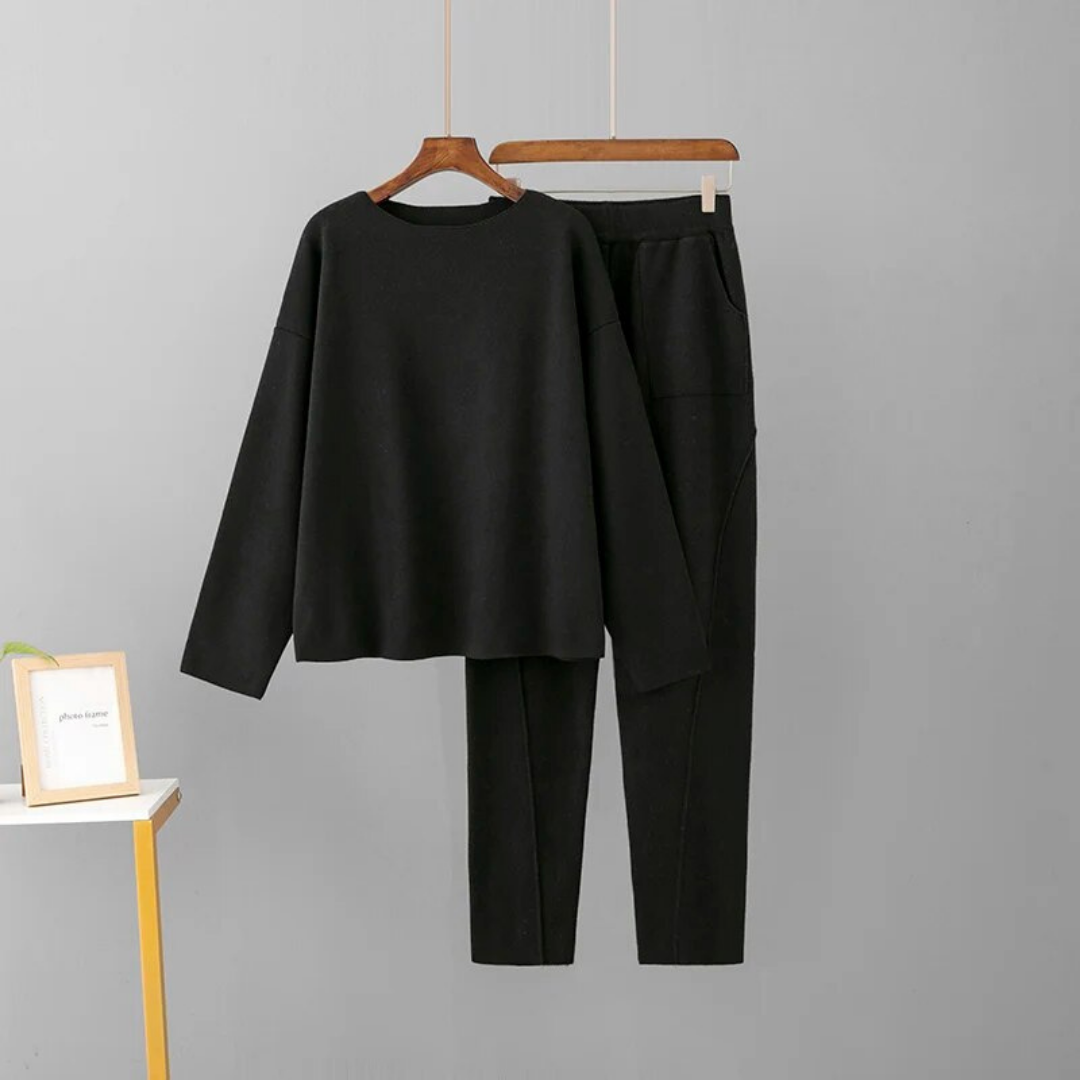 Mysig avslappnad tröja och byxor set för kvinnor