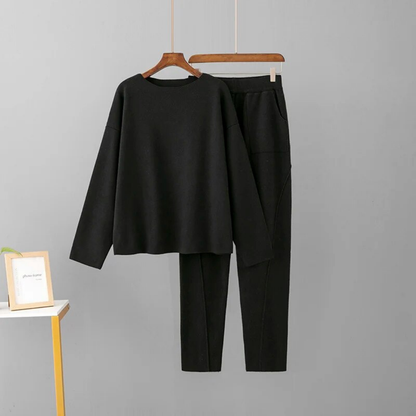 Mysig avslappnad tröja och byxor set för kvinnor