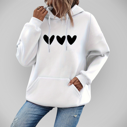 Snygg avslappnad huvjacka med hjärtmönster för kvinnor