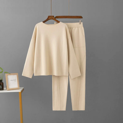 Mysig avslappnad tröja och byxor set för kvinnor