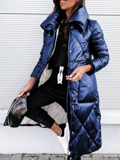 Tjock vadderad lång jacka kappa för kvinnor