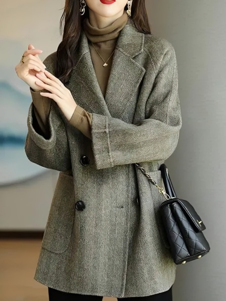 Oversize ull vinterjacka kappa för kvinnor