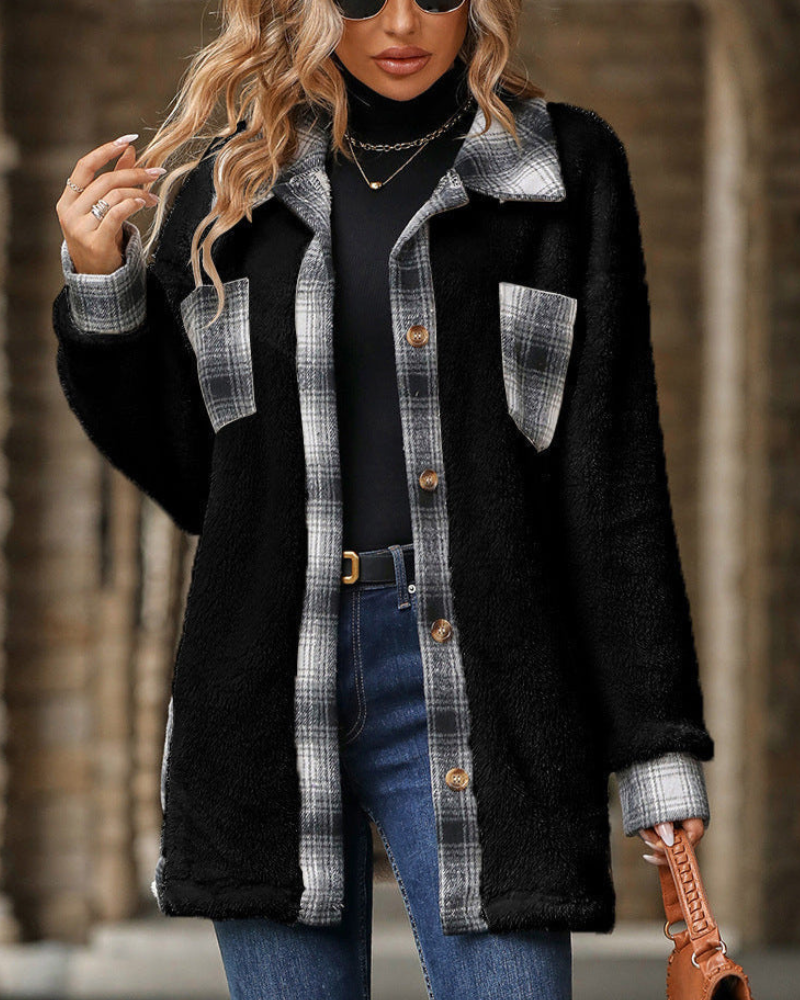 Snygg klassisk varm ullkappa för kvinnor