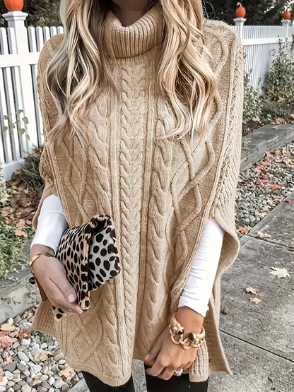 Mysig lös stickad varm vintertröja för kvinnor