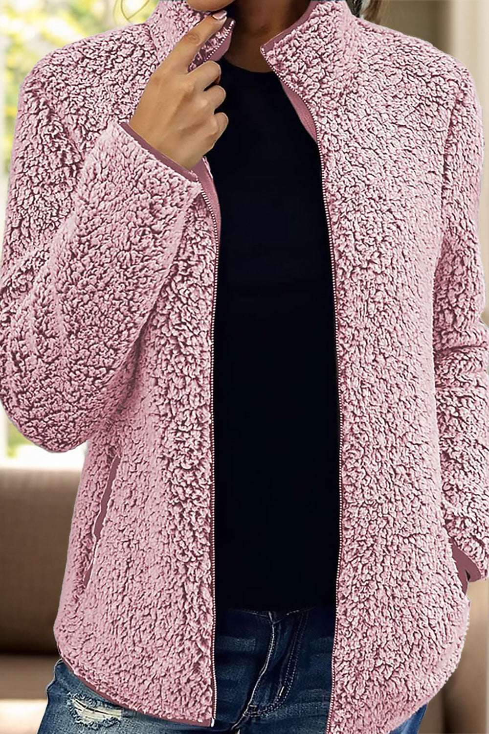 Mysig kashmirjacka med dragkedja för kvinnor