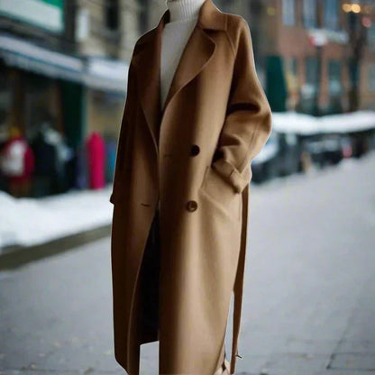 Elegant lös varm vinter trenchcoat för kvinnor