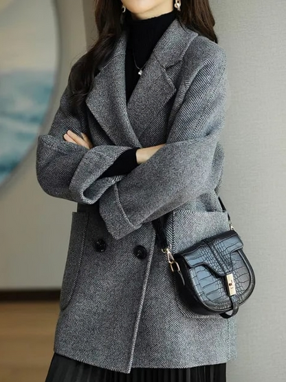 Oversize ull vinterjacka kappa för kvinnor